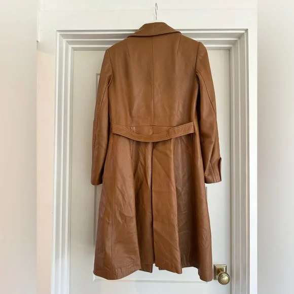 Induyco Vintage Genuine Leather Trench Coat Jacket - Picture 2 of 10